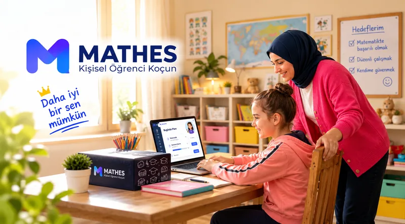 Anne kızının çalışmasına eşlik ediyor