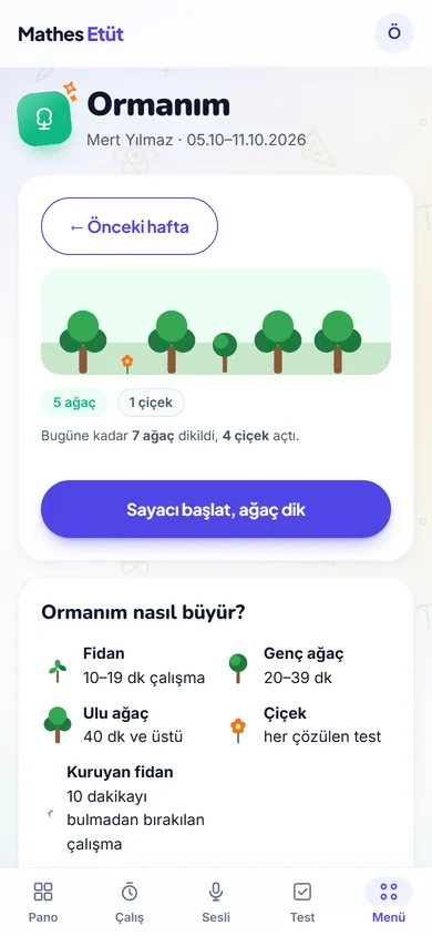 Ormanım ekranı: bu hafta dikilen ağaçlar ve çiçekler